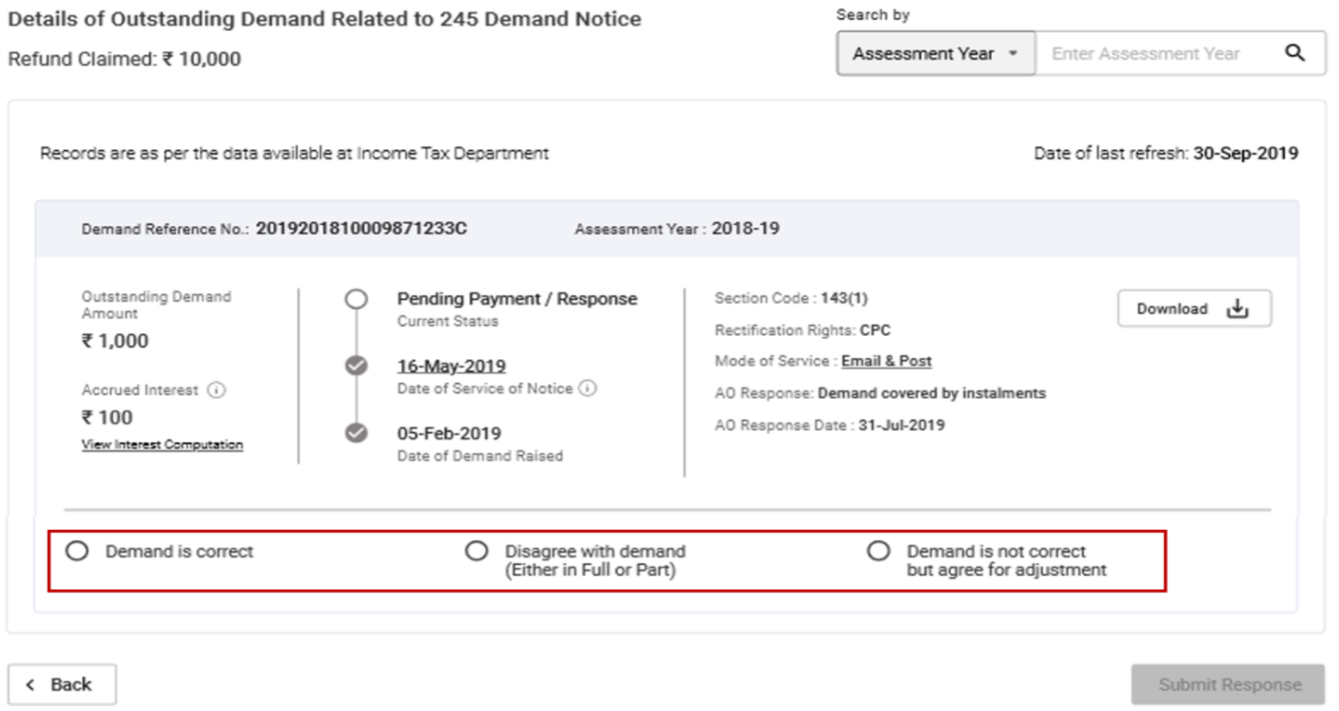 Resolve tax notice of demand refund adjustment u/s 245 of Income Tax ...